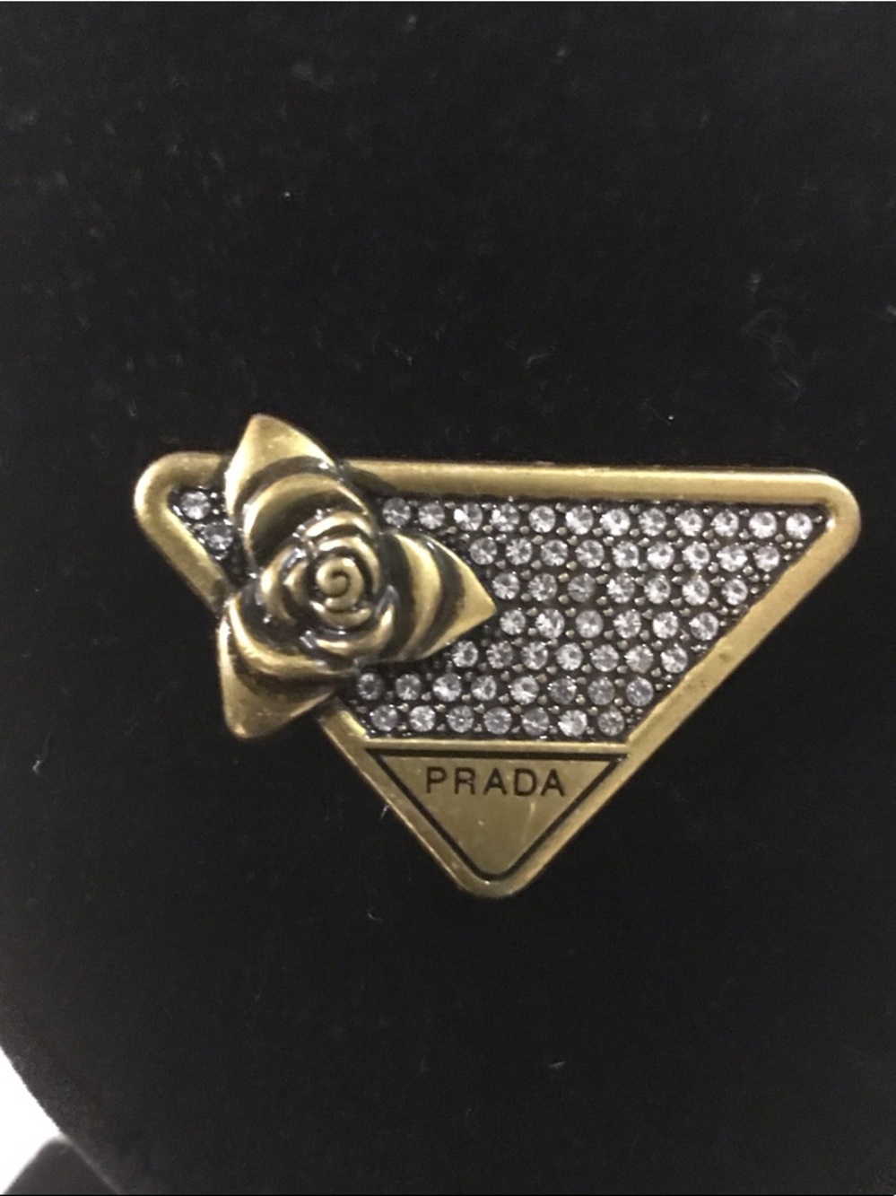 Fashion Jewelry Gold-Tone Crystal Triangle Floral Brooch